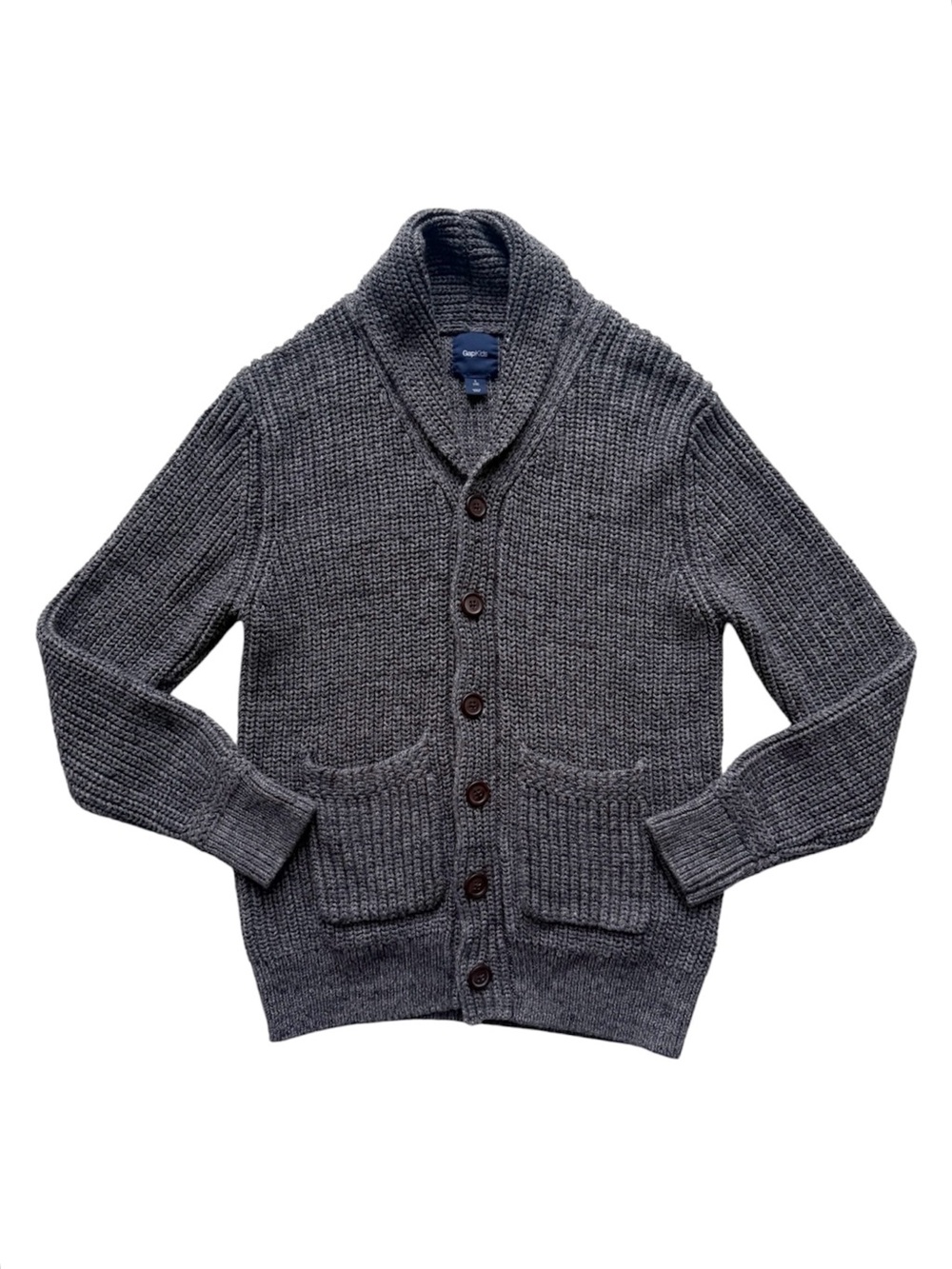 Gap Cowl Neck Dark Gray Button Up Cardigan Size Large (10)
